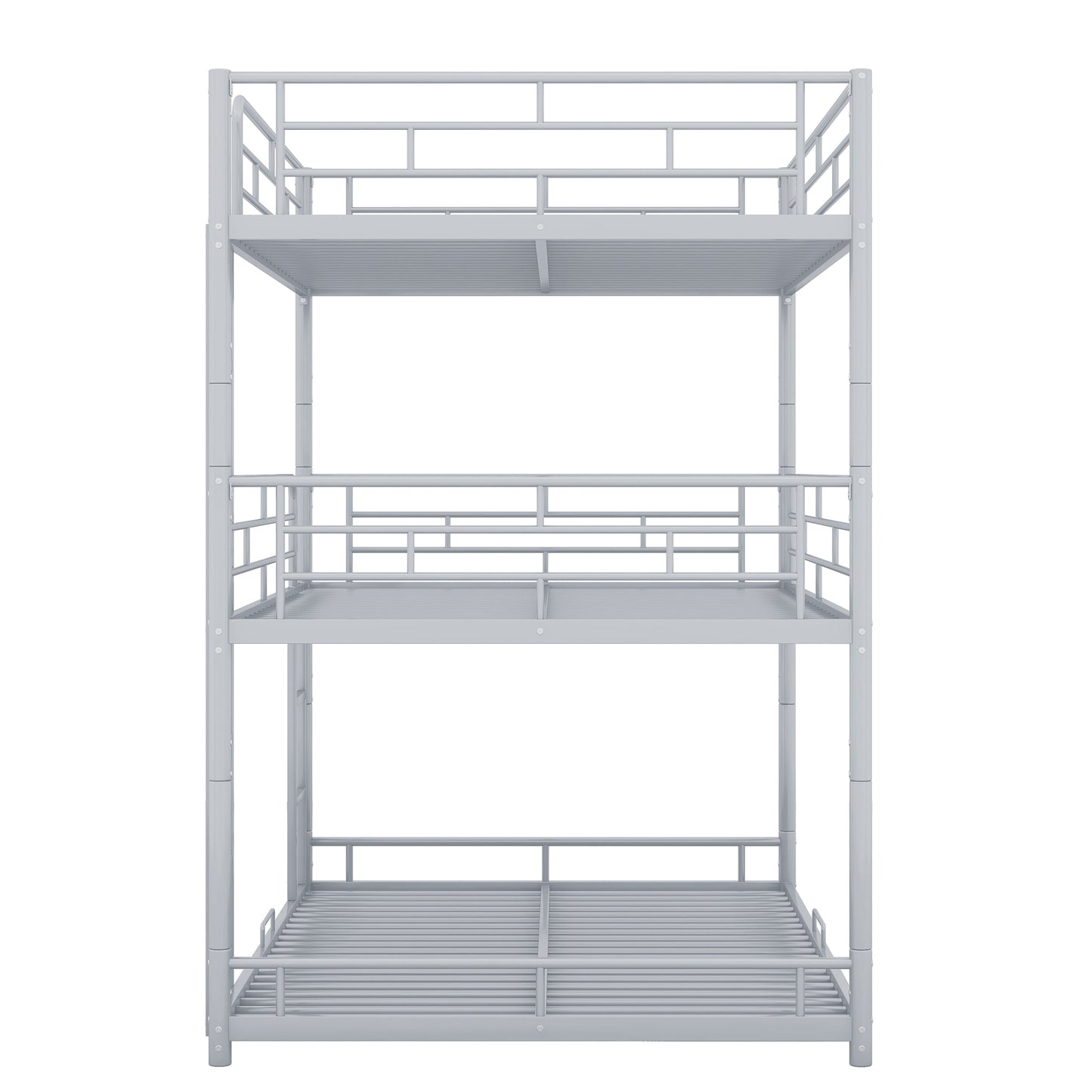 Silver Metal Triple Bunk Bed for Full Size