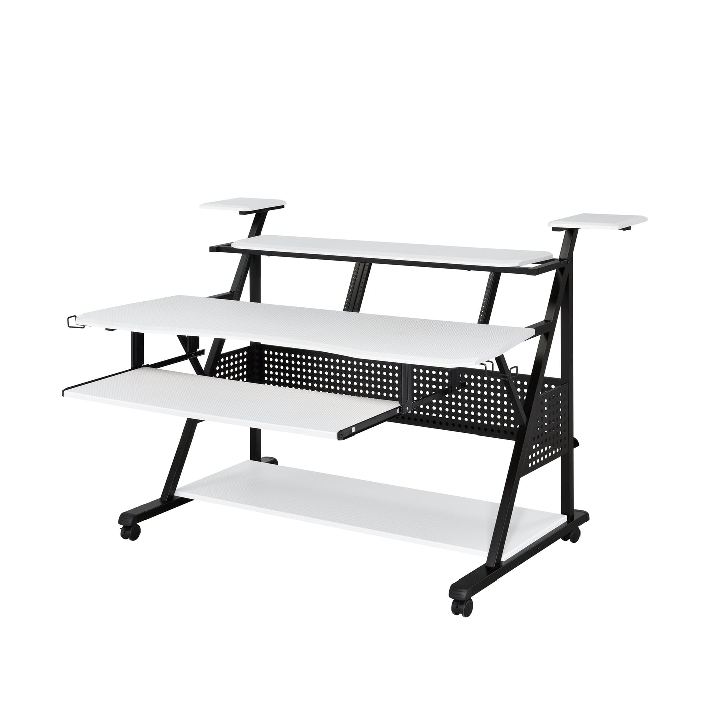 Sleek Willow Industrial Music Desk in White & Black Finish