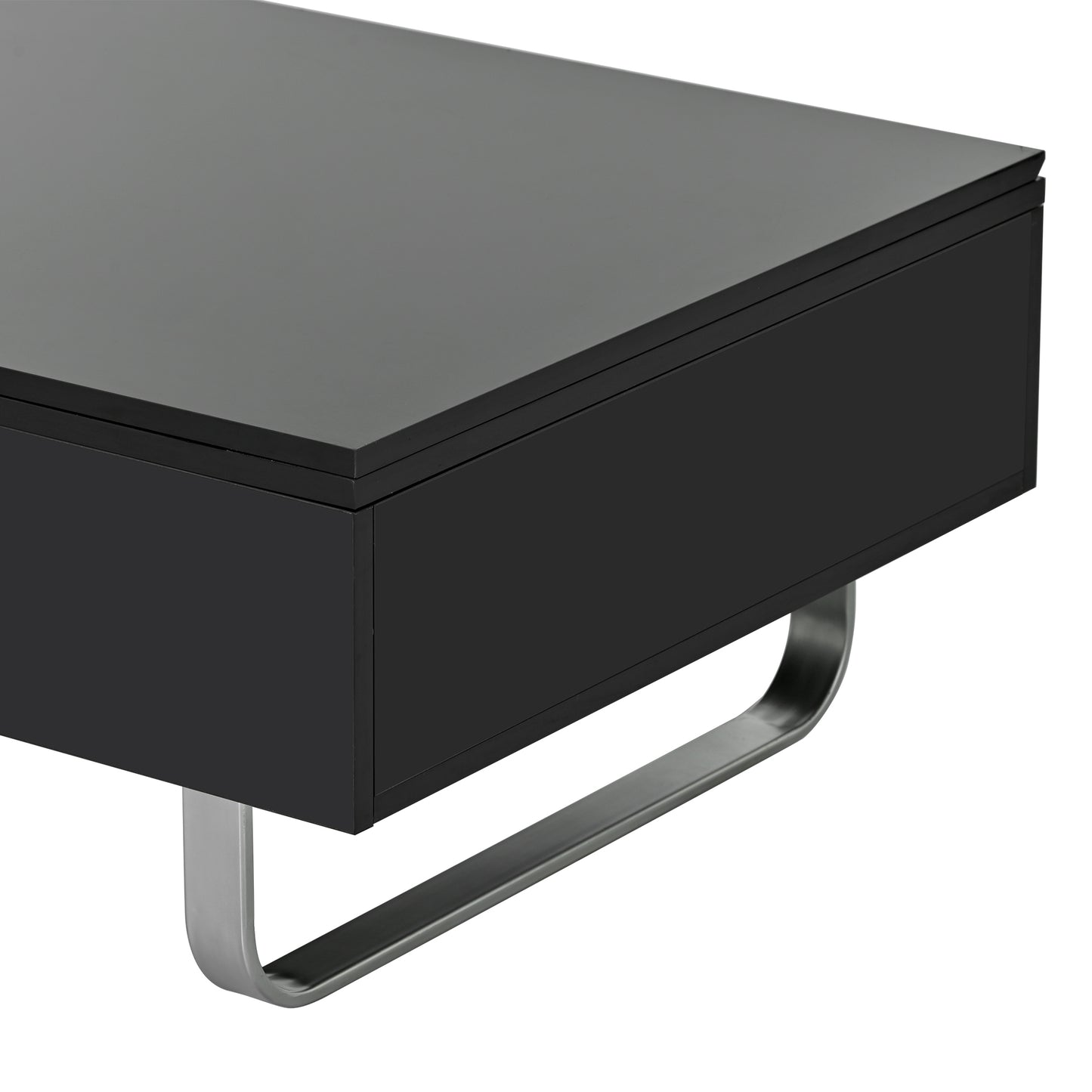 Convertible Lift-Top Coffee Table with Storage Drawer, Modern Black Cocktail Table