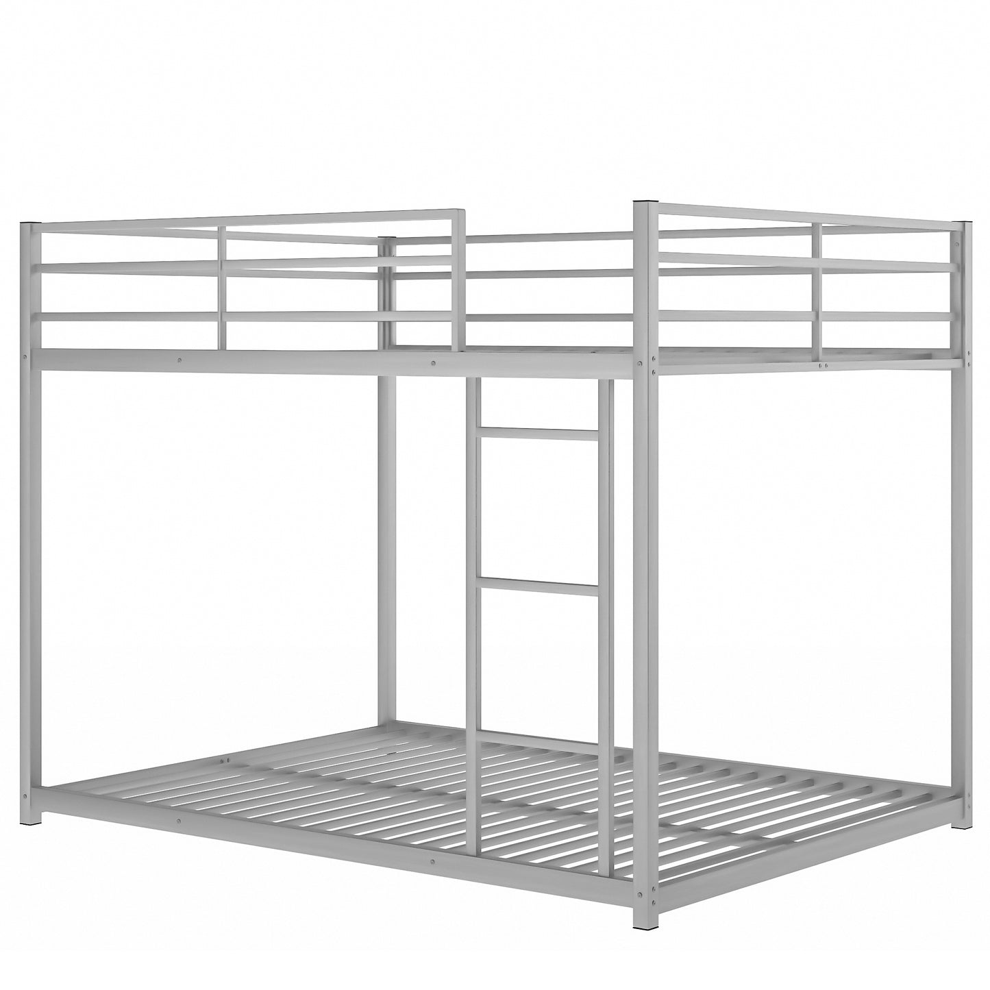 Silver Full over Full Metal Bunk Bed with Low Design and Sturdy Frame