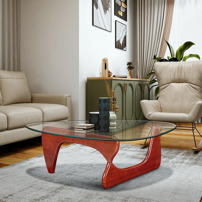 Sleek Cherry Finish Solid Wood Coffee Table