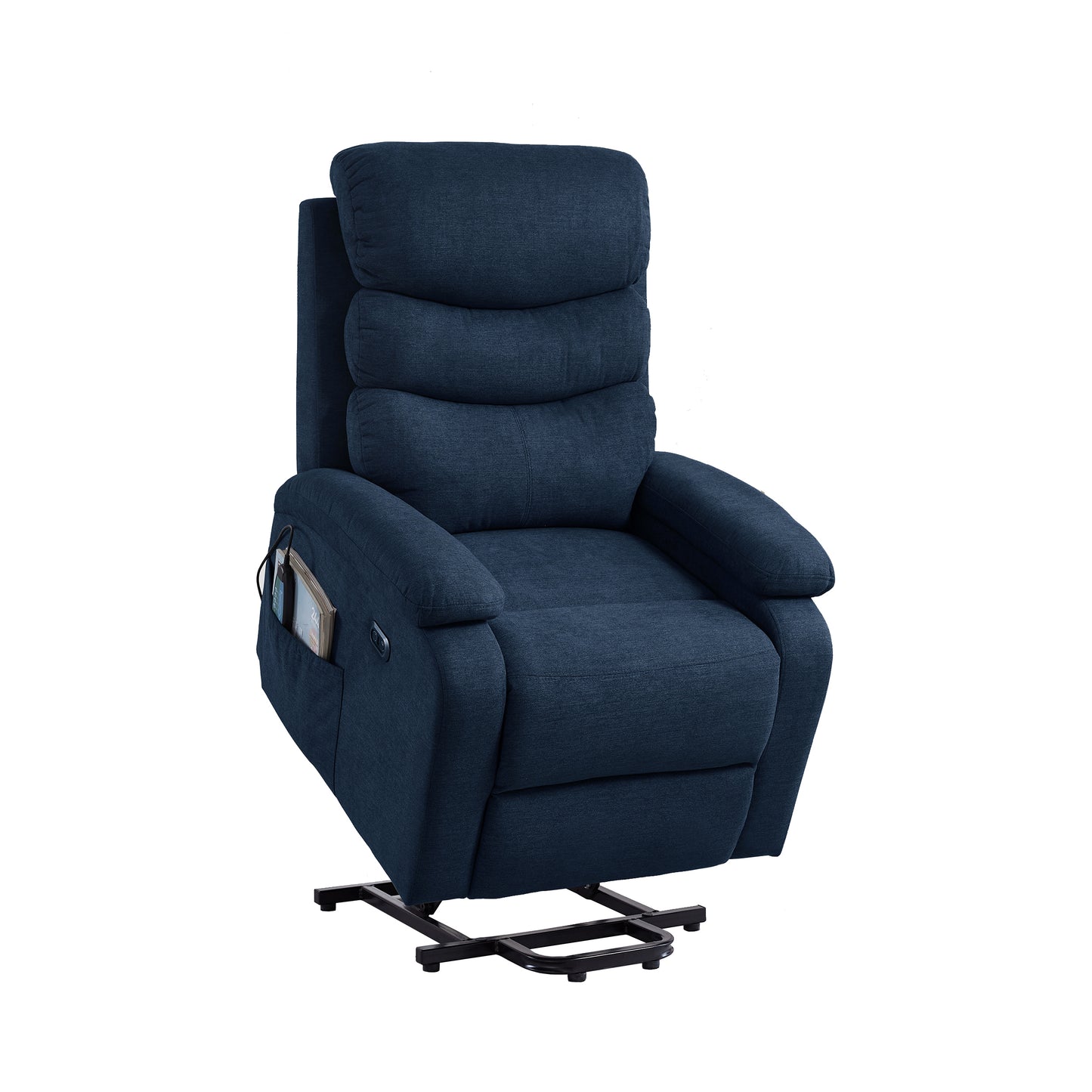 Electric Power Lift Recliner Chair Sofa with Heating, Massage, and USB Port in Soft Blue Fabric