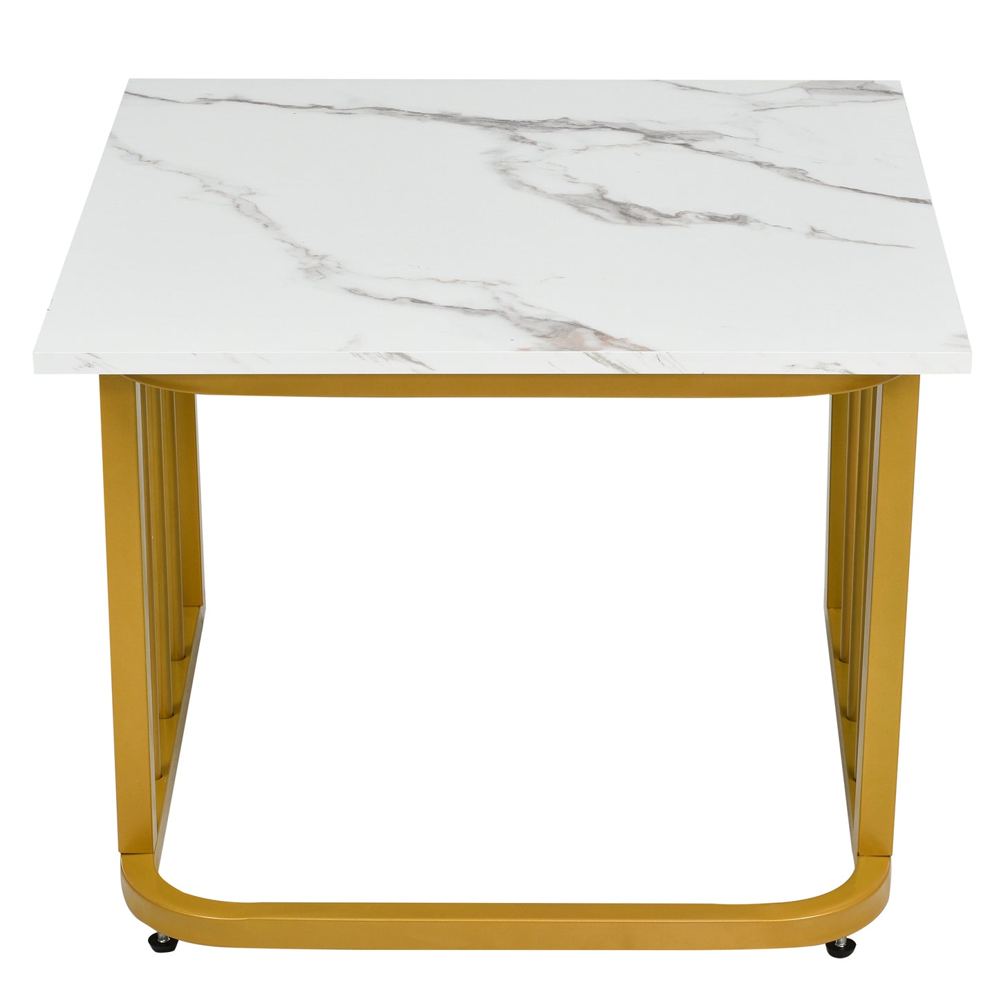 Elegant Marble Coffee Table Set with Metallic Finish and Storage Options