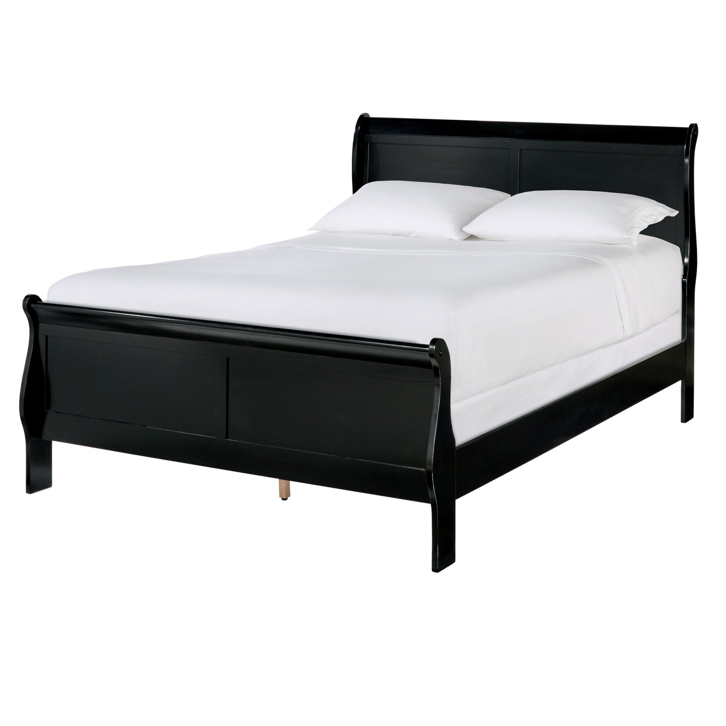 Black Finish Louis Philippe Style 1pc Queen Size Sleigh Bed Traditional Design Furniture