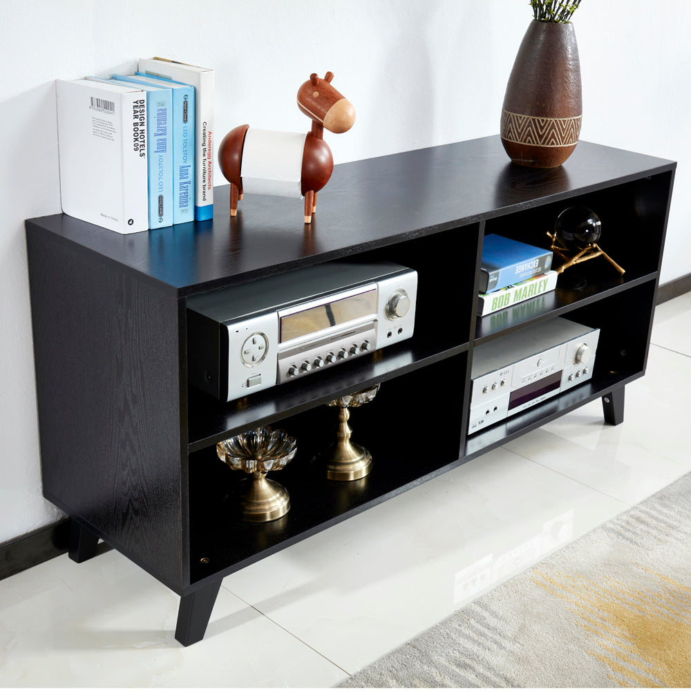 52 Sleek Black Wood TV Stand Console