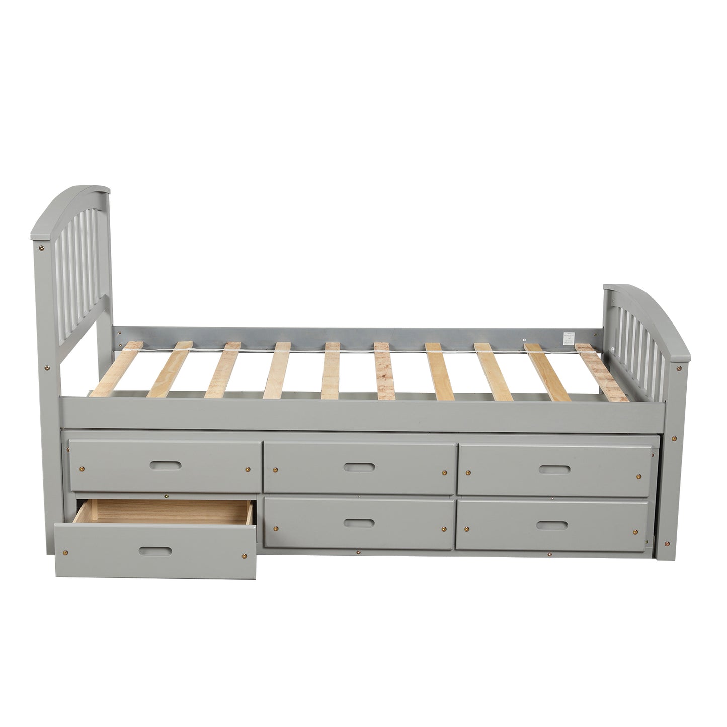 Twin Size Platform Storage Bed Solid Wood Bed with 6 Drawers