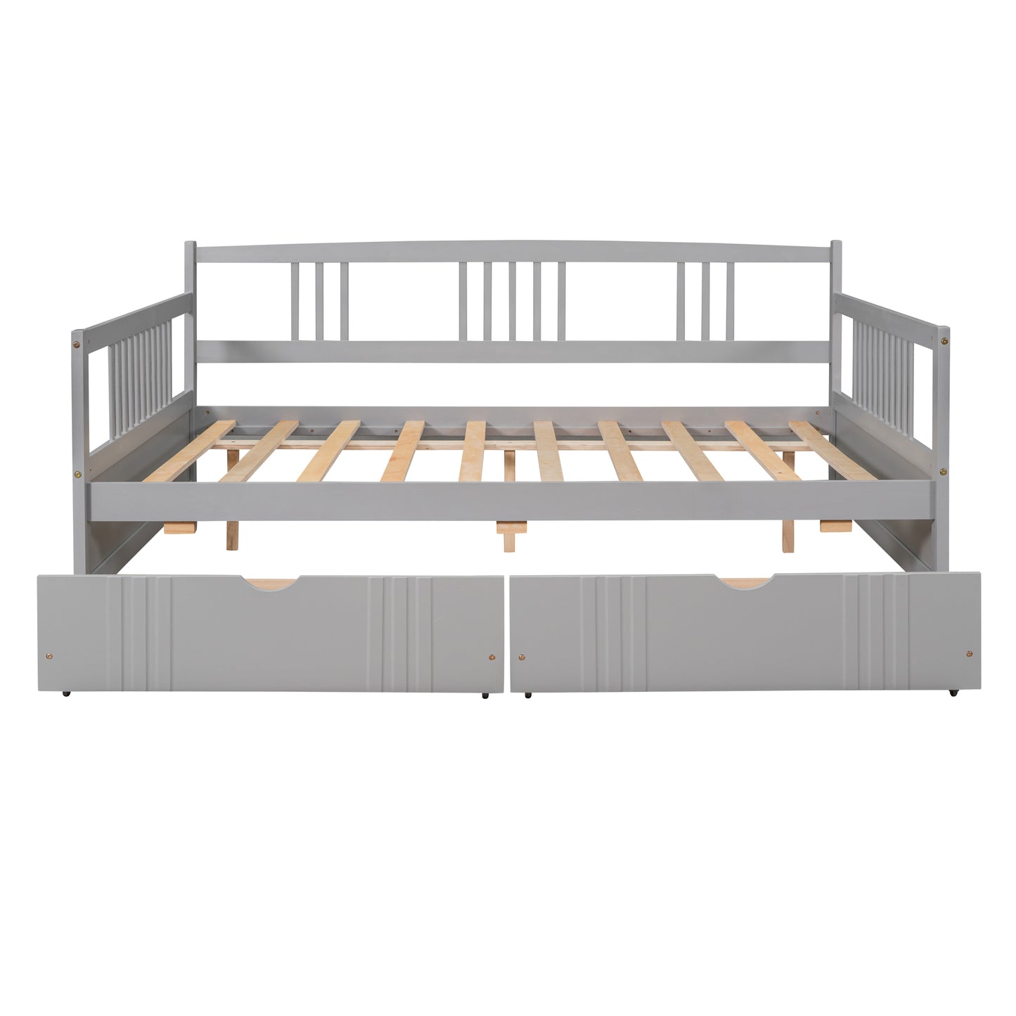 Full Size Daybed Wood Bed with Two Drawers,Gray