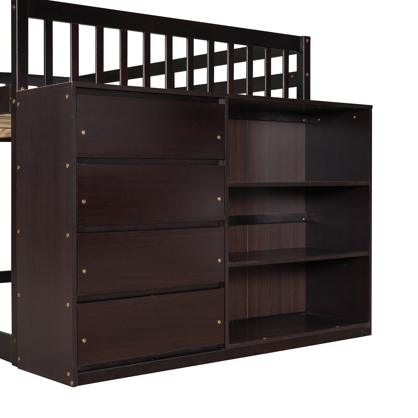 Espresso Bunk Bed with Ample Storage and Solid Construction