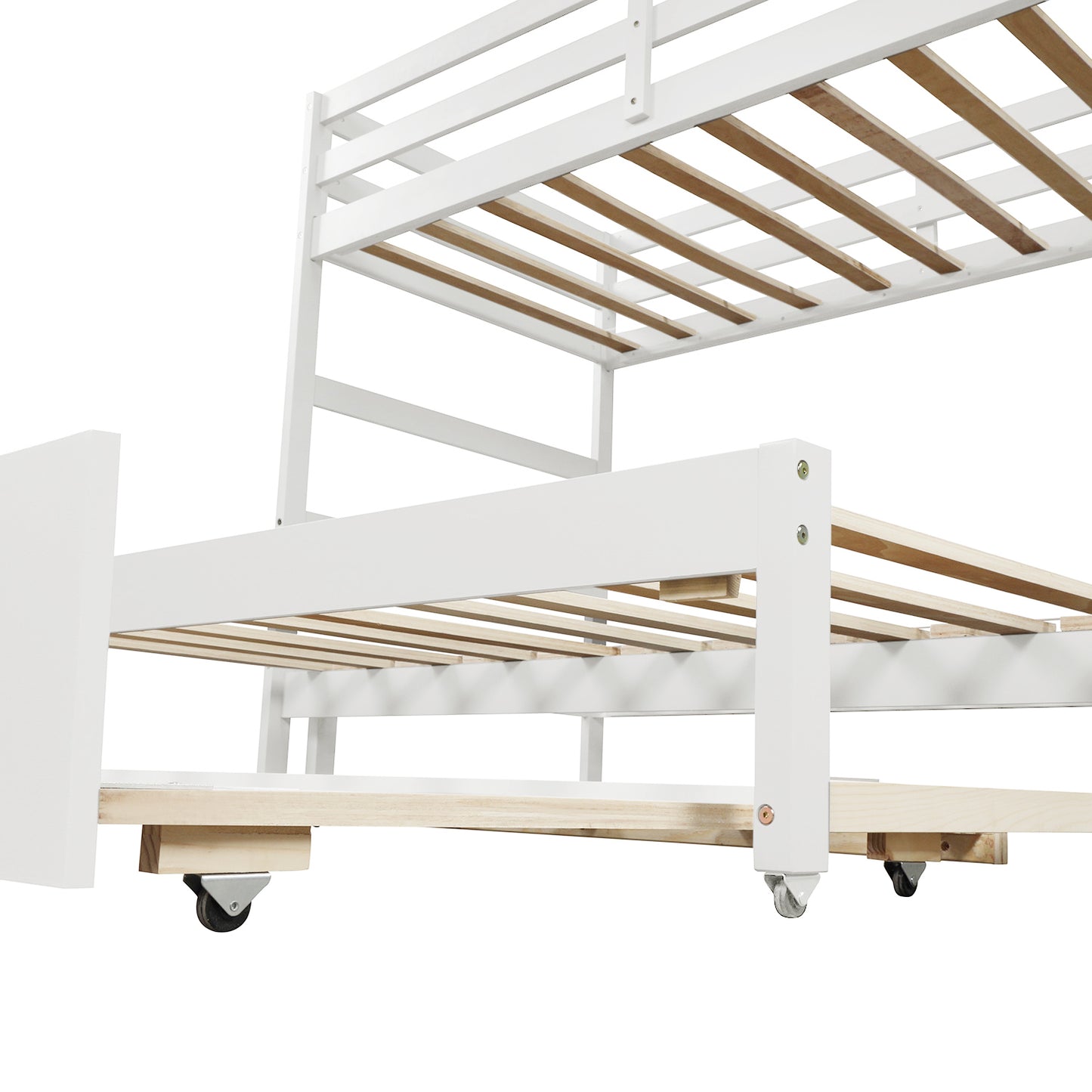 Convertible Storage Bunk Bed with Trundle, Stairs, and Versatile Design (White)