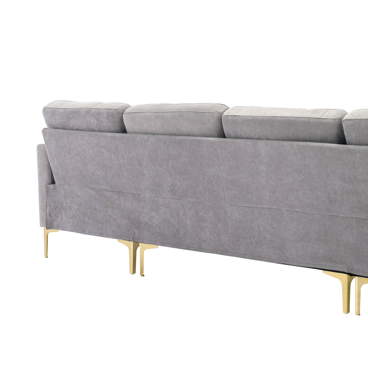 110 Convertible L-Shaped Sectional Sofa with Ottoman in Light Grey