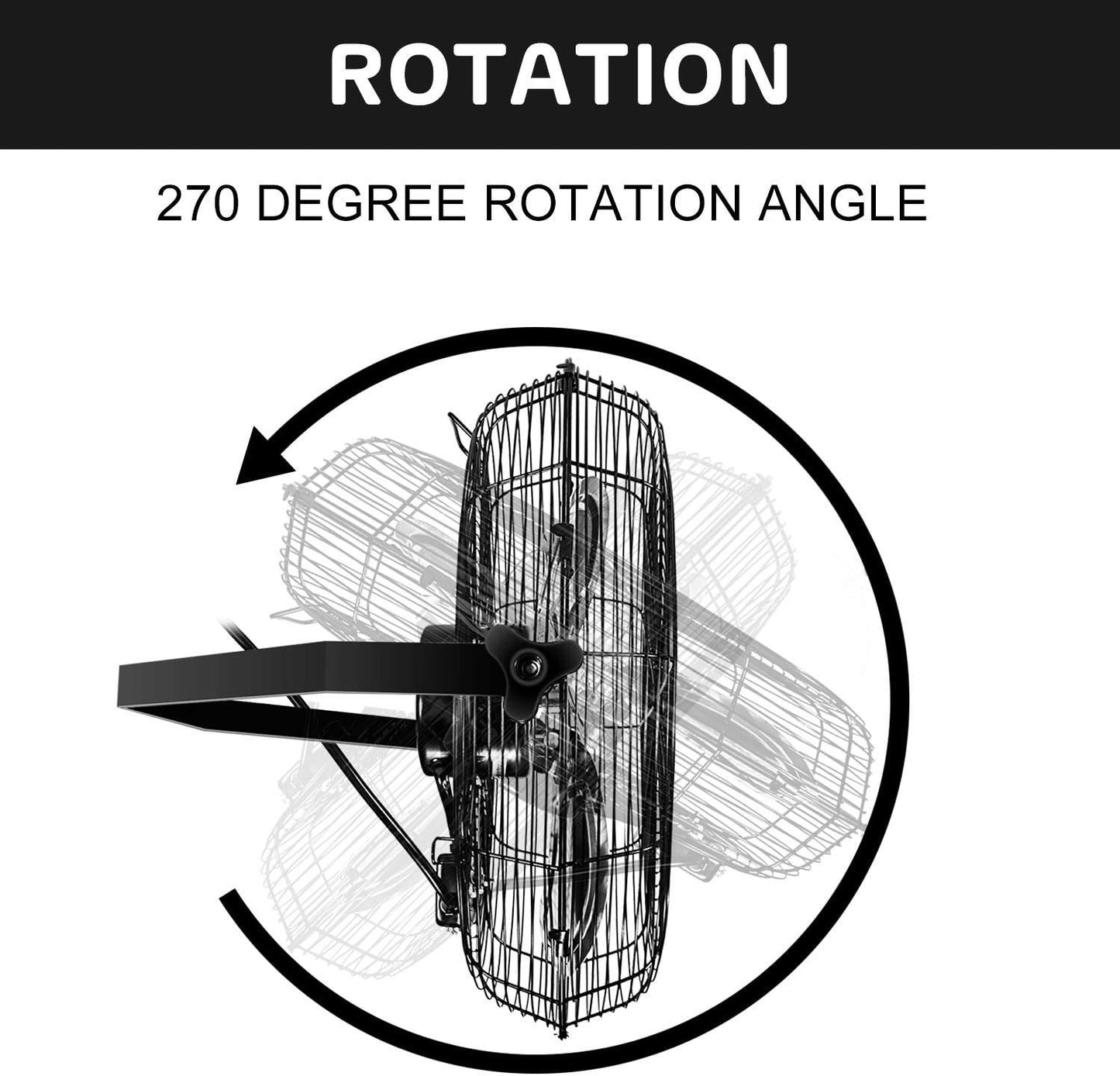 18 Inch Industrial Wall Mount Fan, 3 Speed Commercial Ventilation Metal Fan for Warehouse, Greenhouse, Workshop, Patio, Factory and Basement - High Velocity