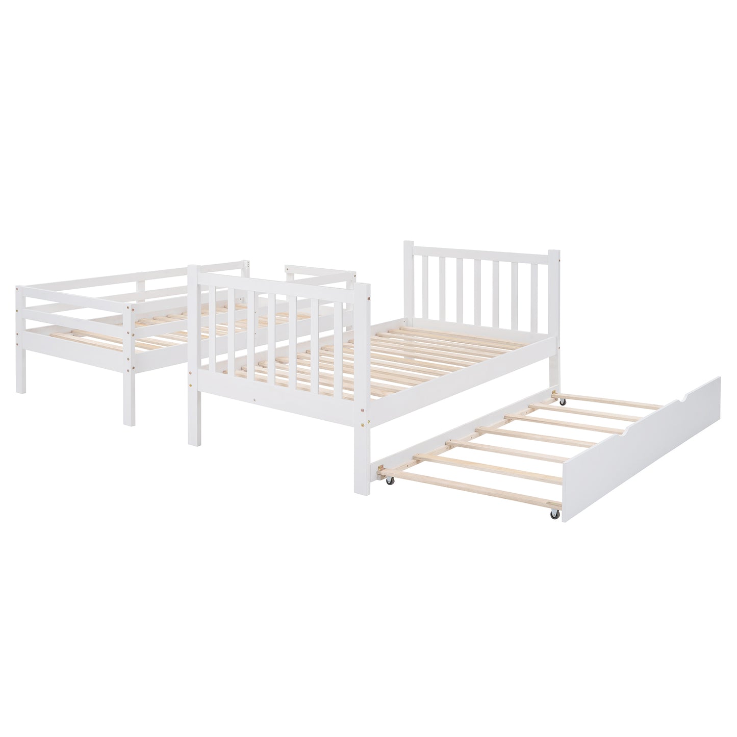 Stairway Bunk Bed with Trundle and Storage Drawers in White