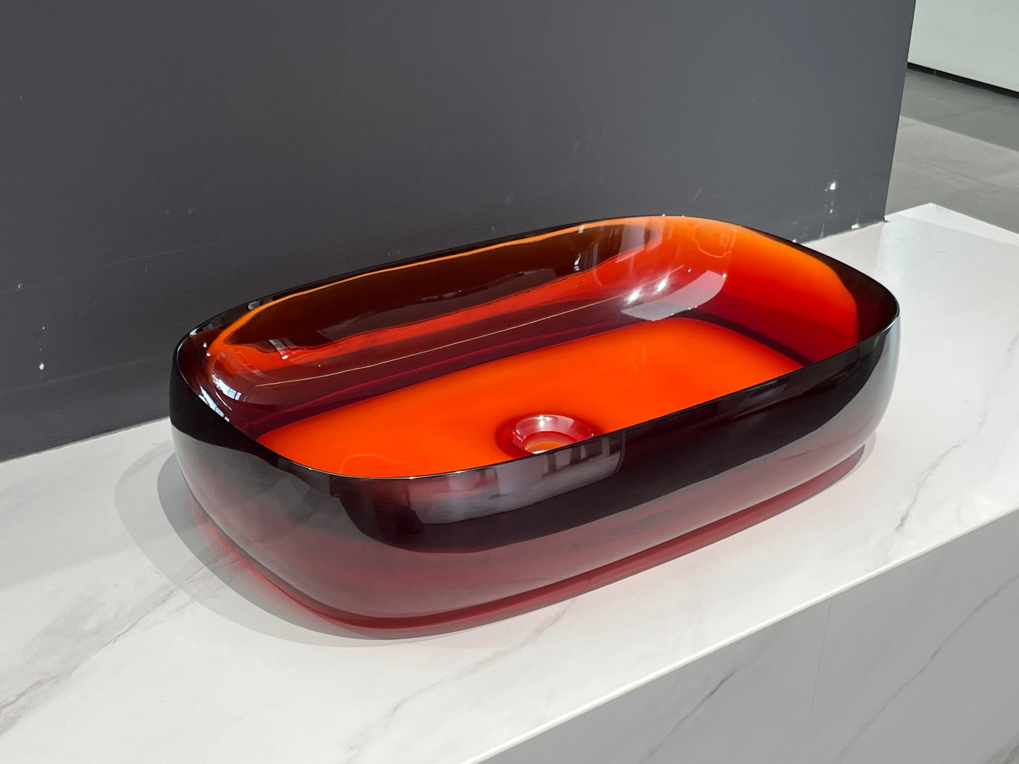 Transparent Red Solid surface basin