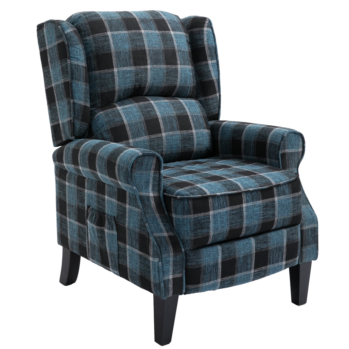 Vintage Armchair Sofa Comfortable Upholstered leisure chair / Recliner Chair for Living Room(Blue Check)