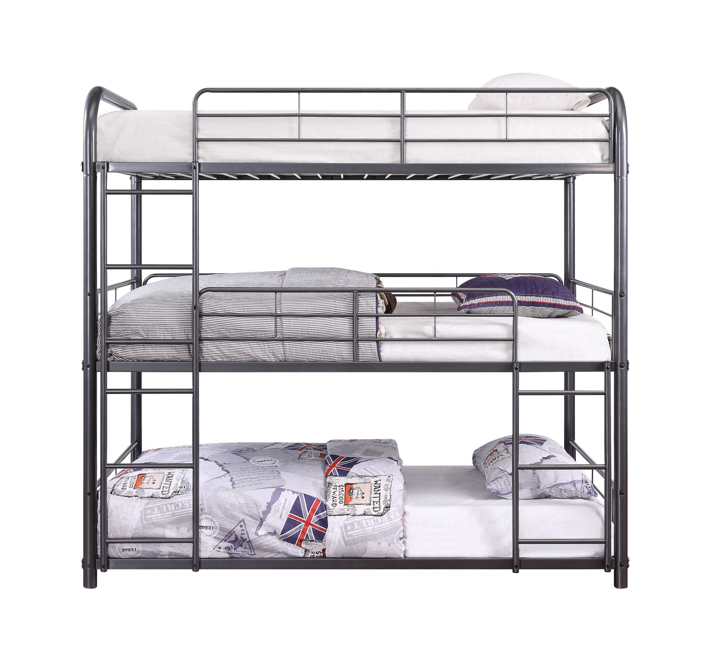 Cairo Triple Metal Bunk Bed in Gunmetal 38090