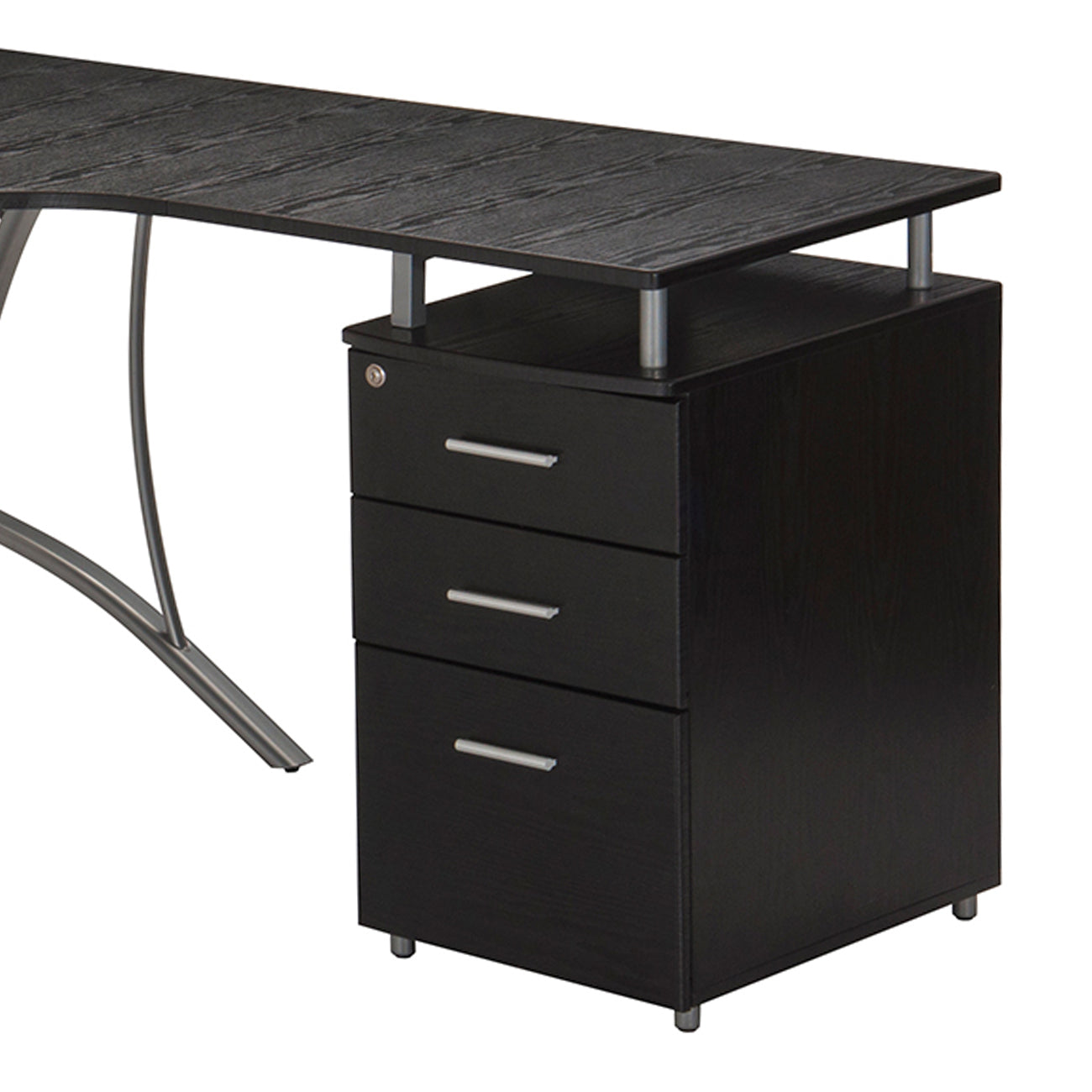 Sophisticated Espresso L-Shaped Computer Desk with Enhanced Storage System