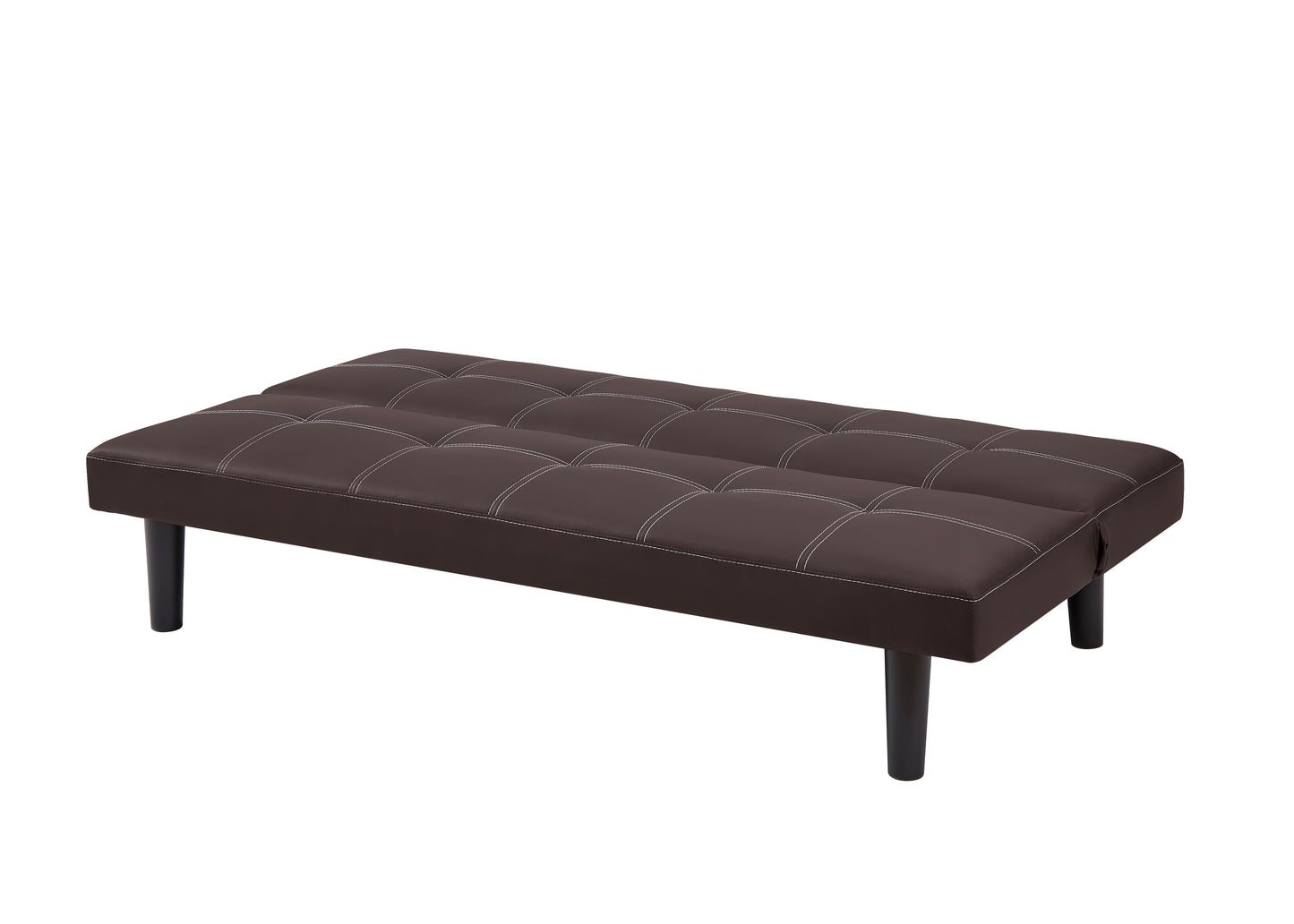 Black PU modern sofa bed, multi-position adjustable sofa bed, plastic feet