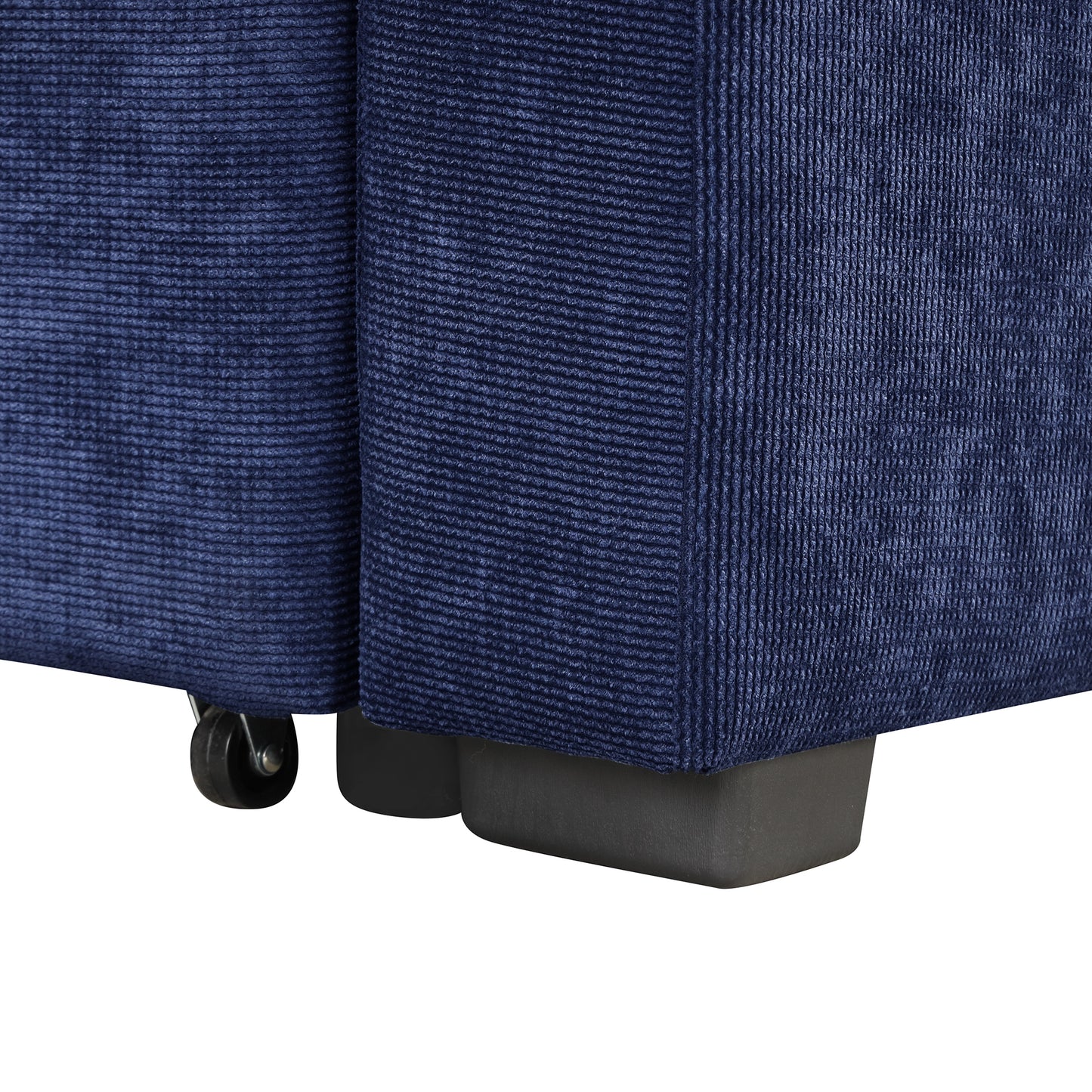 Convertible Navy Blue L-Shape Sleeper Sofa with USB Ports and Power Sockets