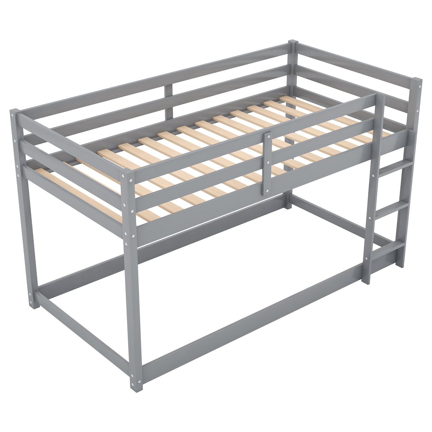 Gray Twin Bunk Bed with Low Floor Design