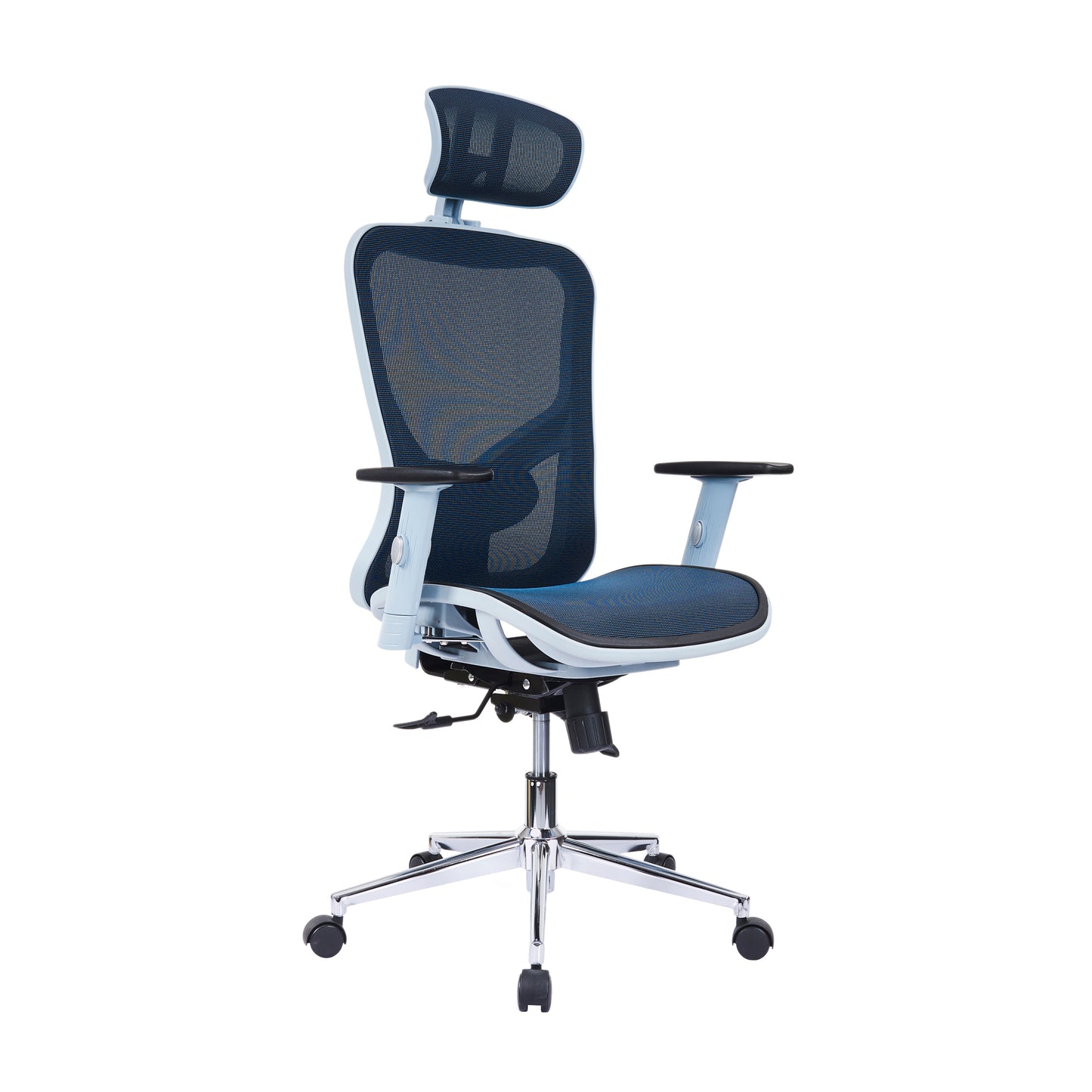 High Back Executive Mesh Office Chair with Arms, Headrest and Lumbar Support, Blue