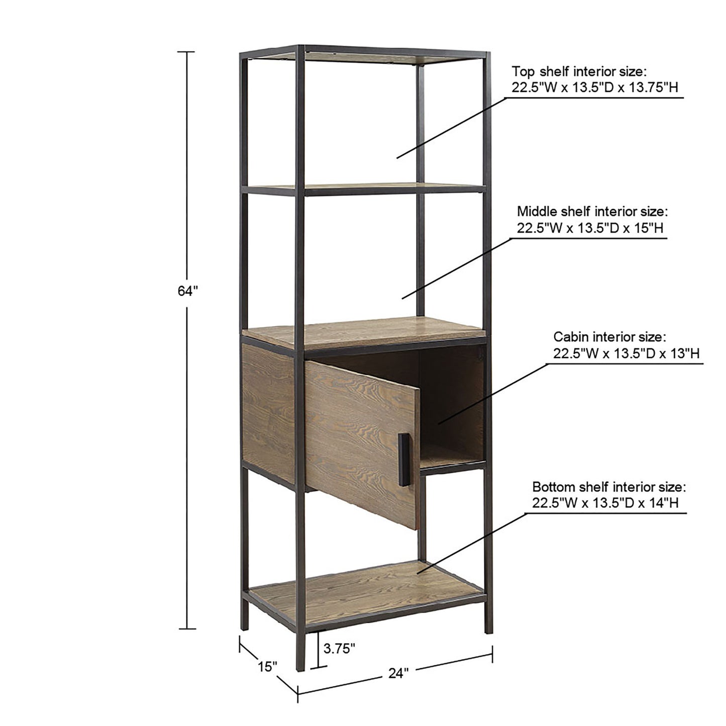 3-Shelf Bookcase with Storage Cabinet