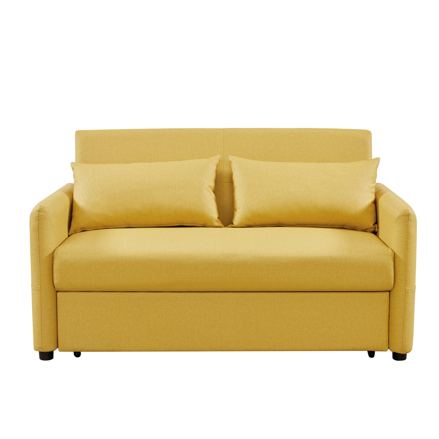 Convertible Yellow Cloth Grain Leather Leisure Sofa Bed