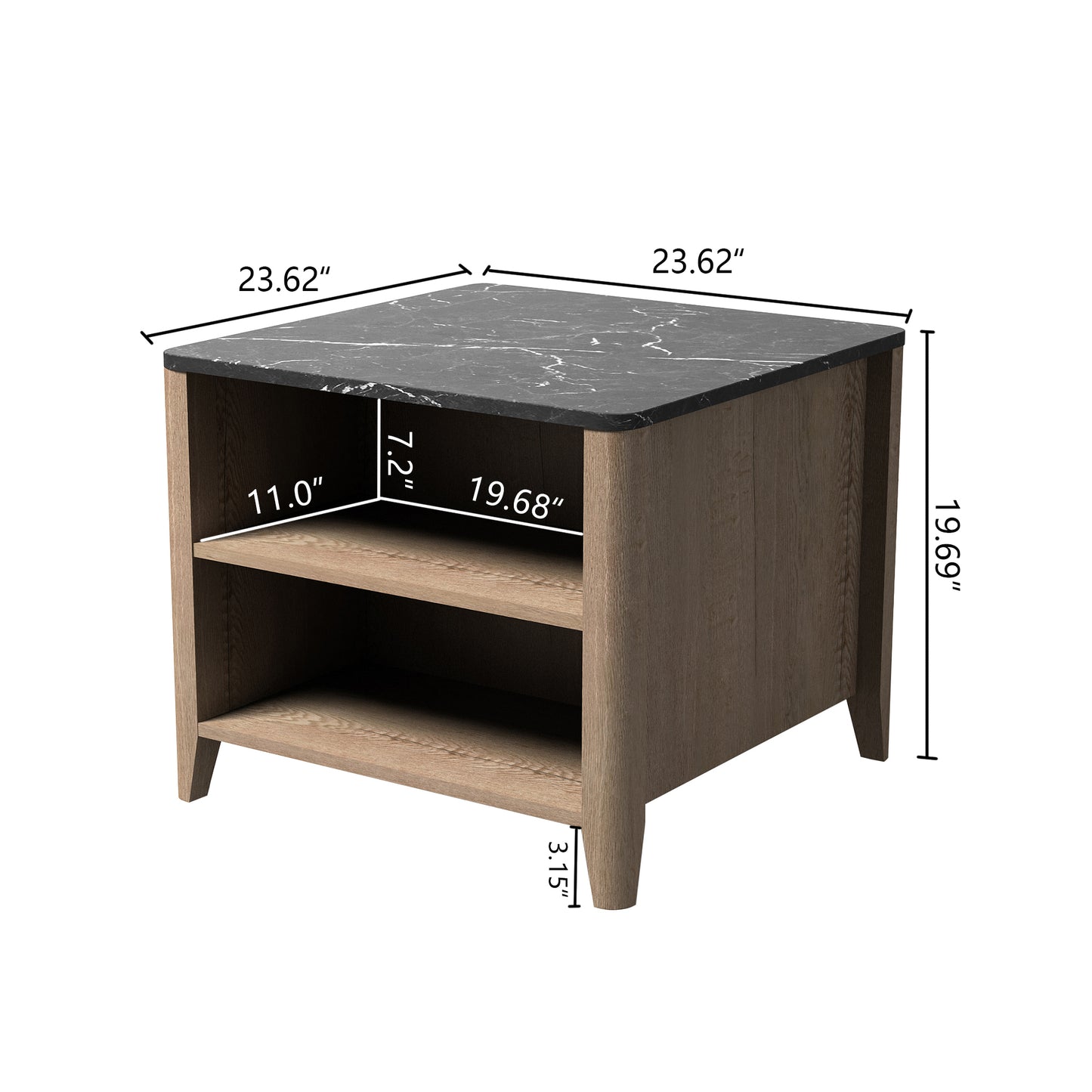 Tobacco Wood Finish Coffee Table with Nightstand Functionality