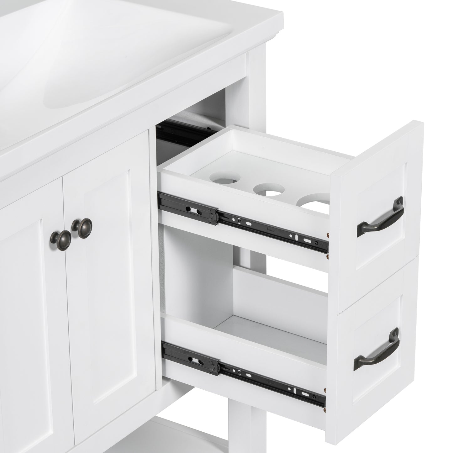 30" Bathroom Vanity without Sink Top, Cabinet Base Only, Vanity with Multi-Functional Drawer, White