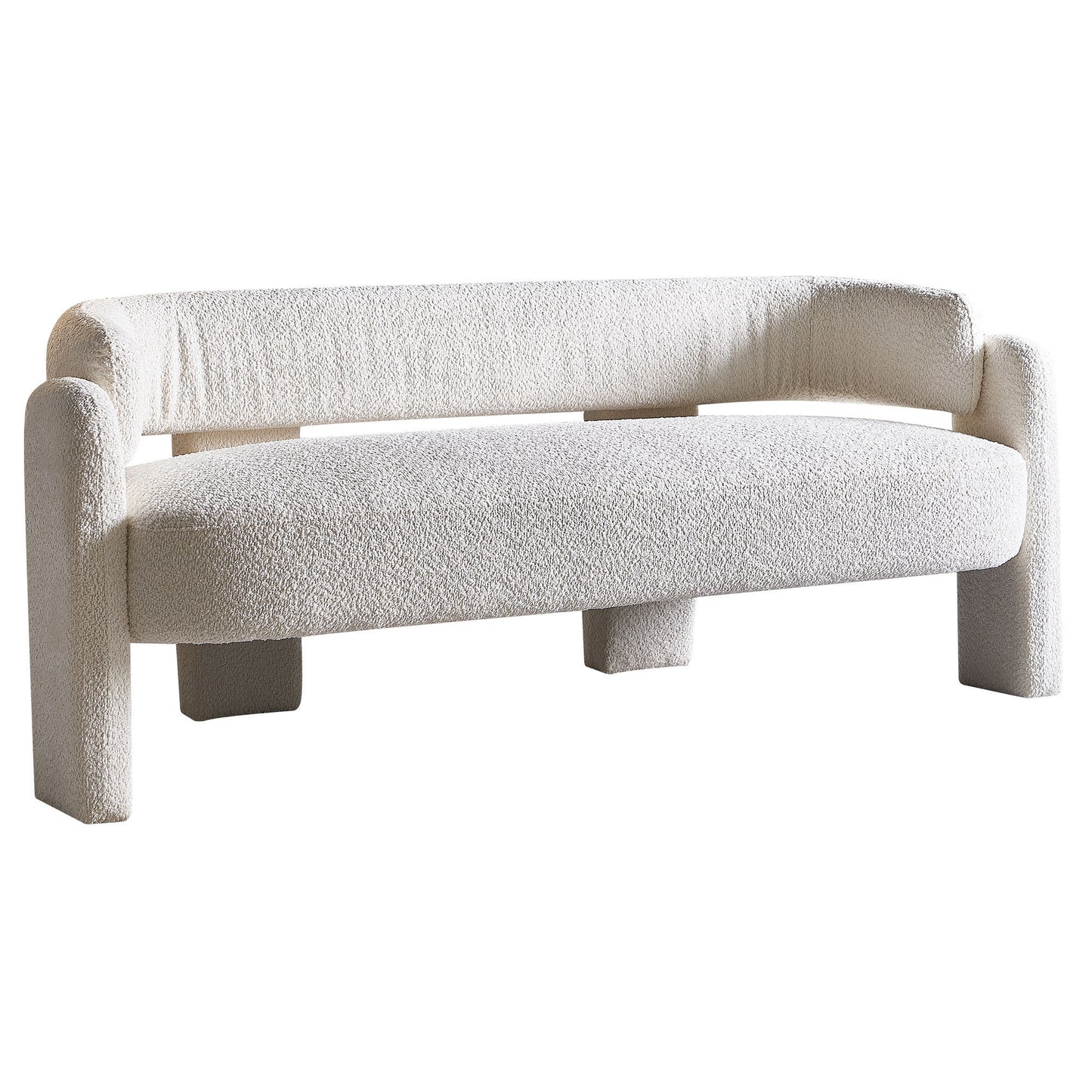 Modern Beige Boucle Upholstery Sofa - 75.59 Wide