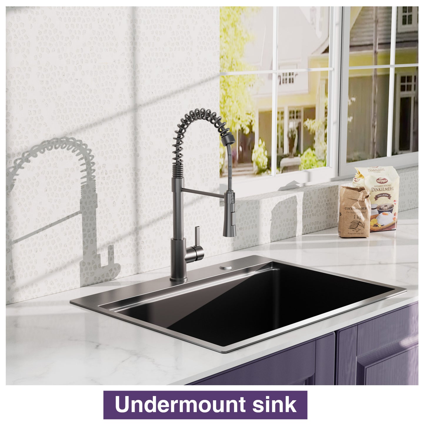 Gunmetal Black Stainless Steel Single Bowl Kitchen Sink with Faucet and Accessories