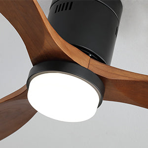 52 Inch Modern Wooden Ceiling Fan With Remote Control And LED Light