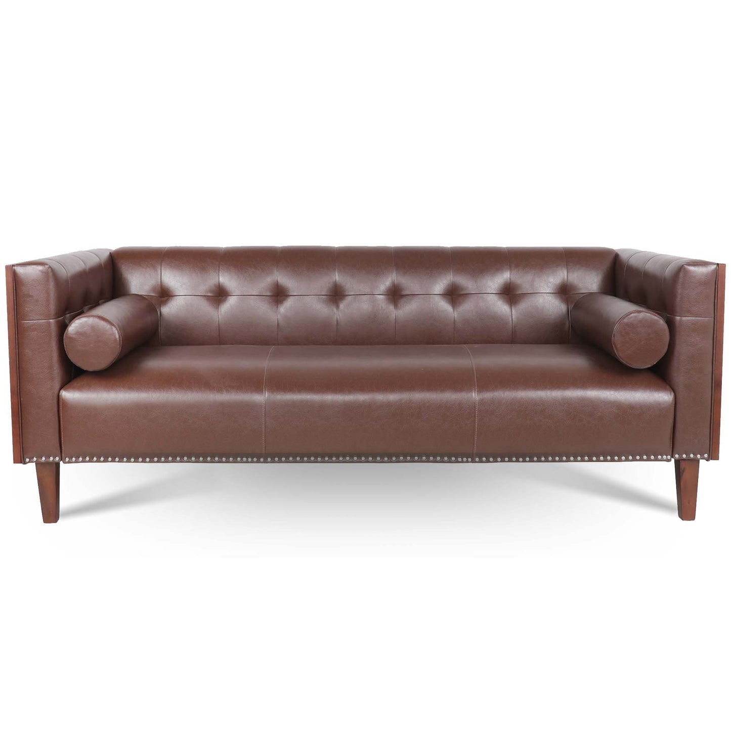 78.74 Elegant Wooden 3 Seater Sofa with Decorative Arms