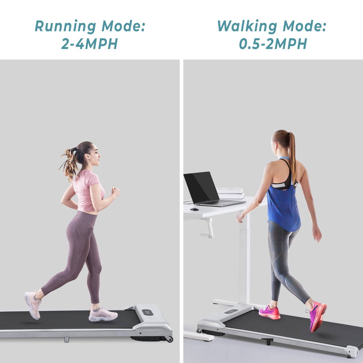 2 in 1 Under Desk Electric Treadmill 2.5HP, with Bluetooth APP and speaker, Remote Control, Display, Walking Jogging Running Machine Fitness Equipment for Home Gym Office