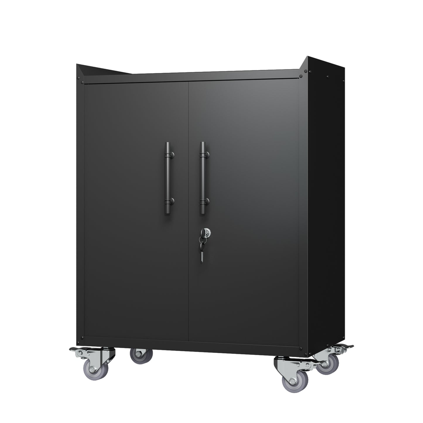 2 Door Tool Cabinets for Garage, Lockable Garage Storage Cabinet, Locking Metal Storage Cabinet with Wheels, Rolling Tool Chest, Assembly Required H34*W30.3*D18