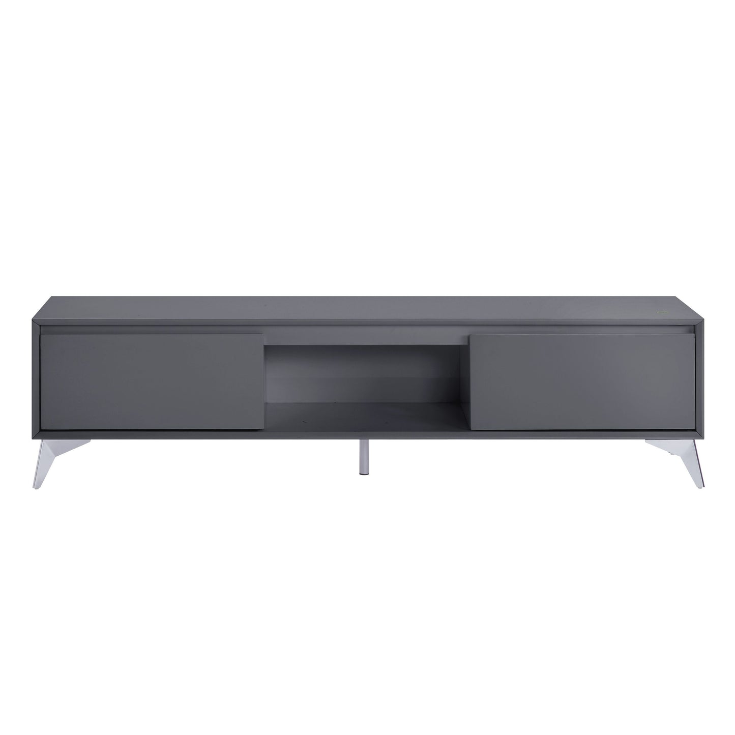 Raceloma Television Console with LED Lighting, Gray & Chrome Finish 91996