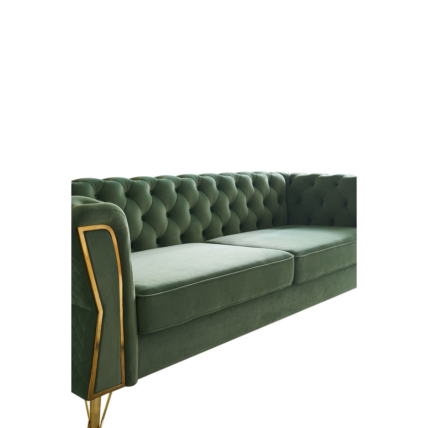 Modern Tufted Velvet Sofa 87.4 inch for Living Room Mint Green Color