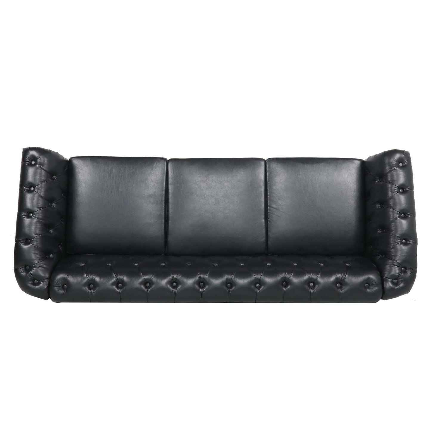 Elegant Leather Living Room Set with Silver Studs Trim