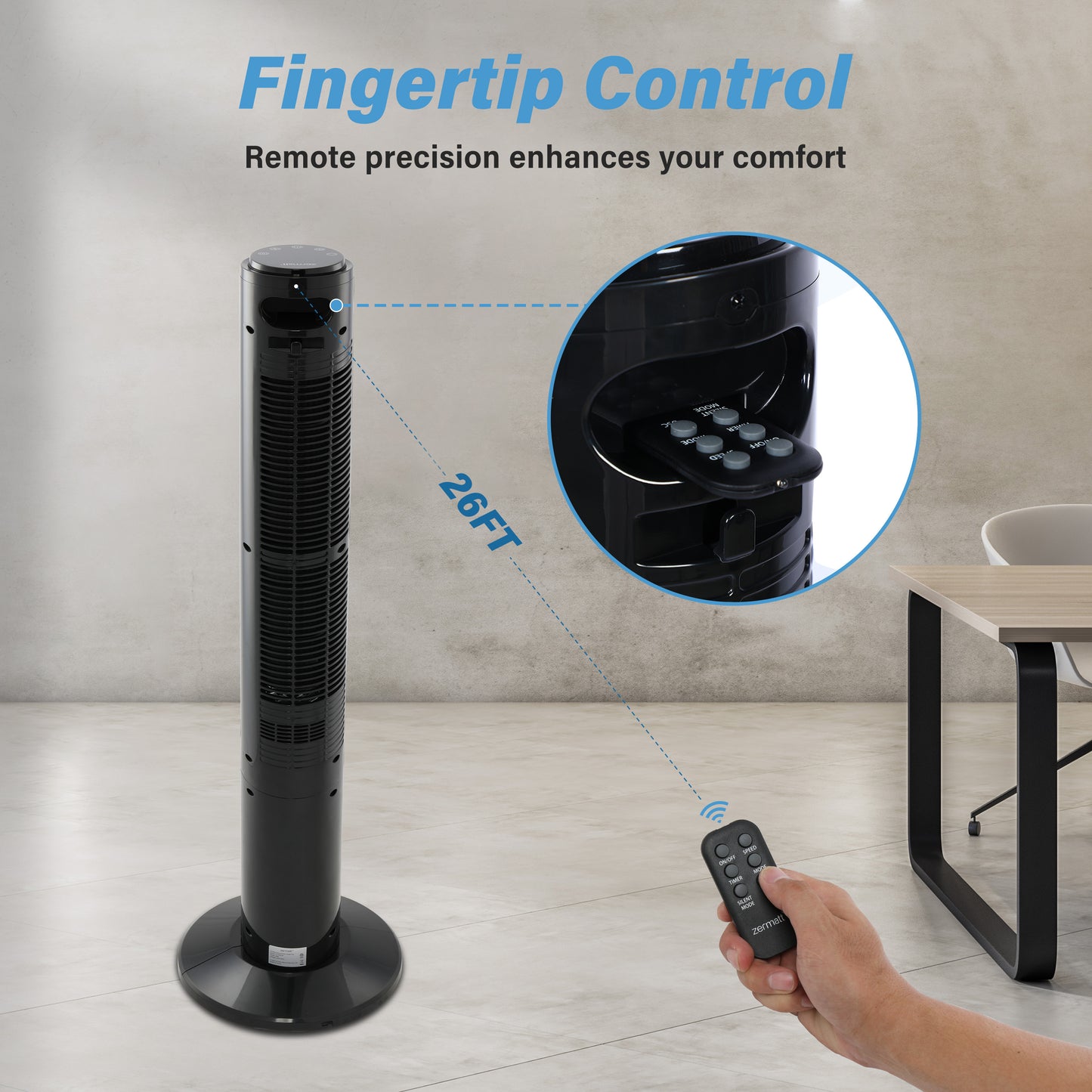 CoolBreeze 40 Bladeless Tower Fan with Remote Control & LED Panel