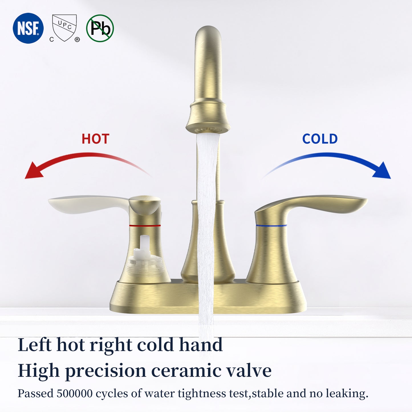 Brushed Gold 2-Handle High Arc Vanity Sink Faucet