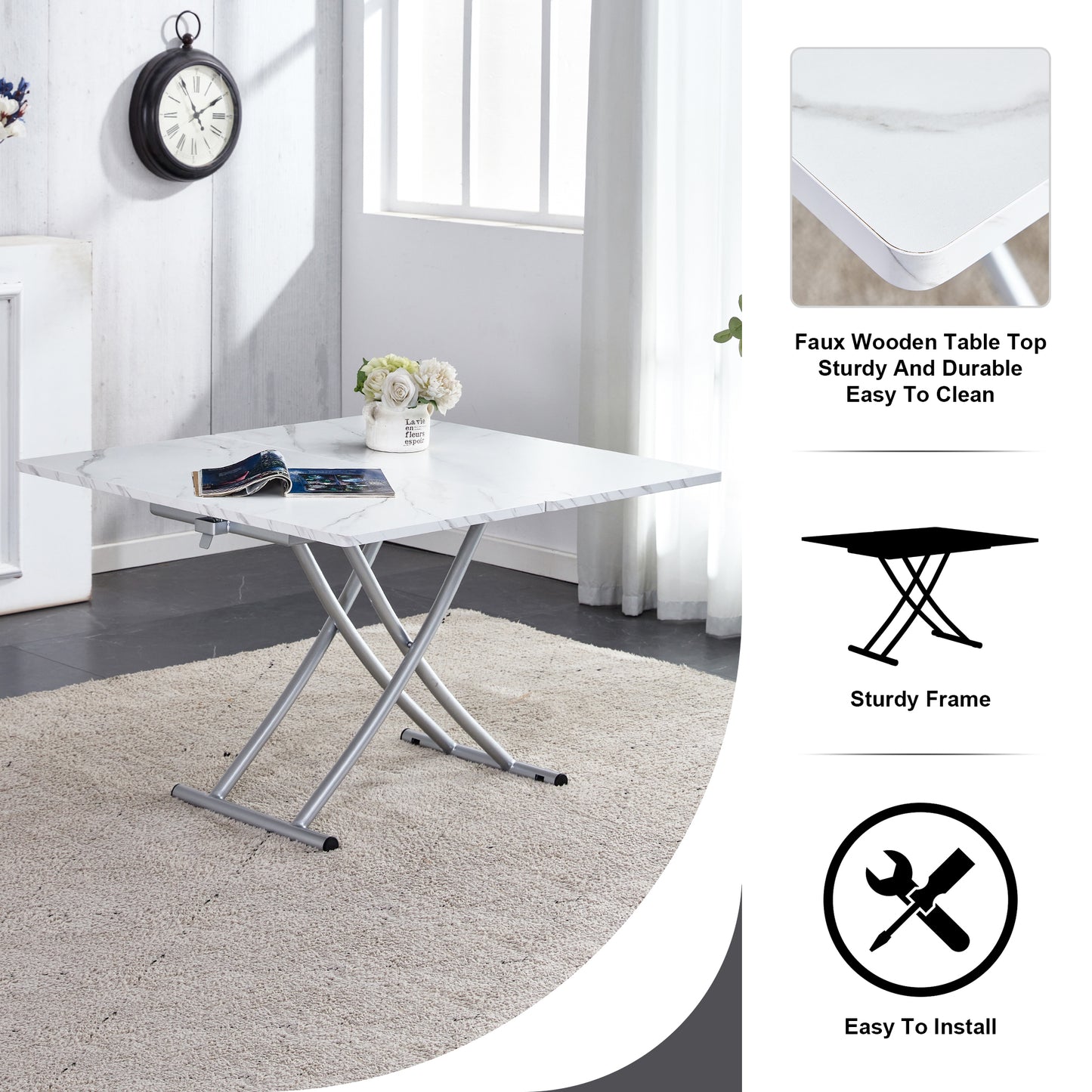 Versatile Minimalist Lift Table with Adjustable Height and Foldable Design