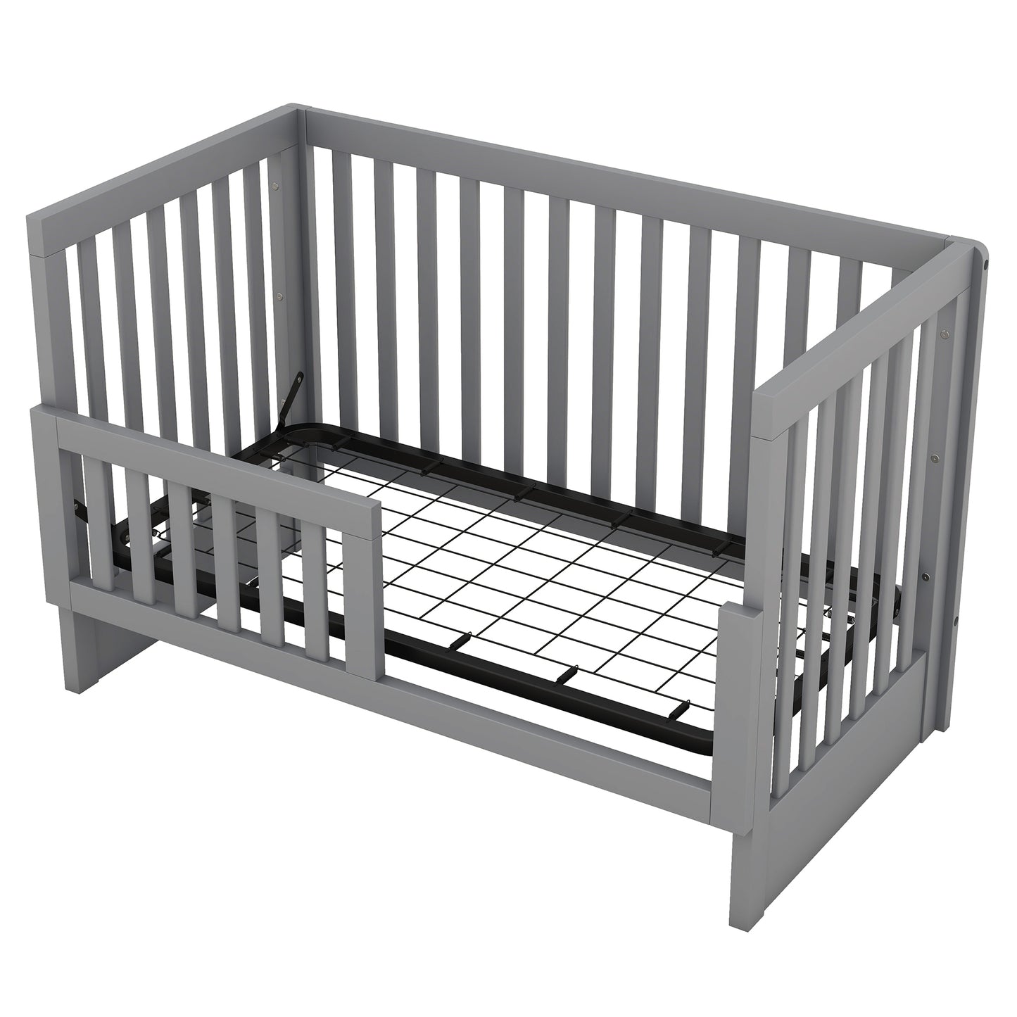 Convertible Crib with Changing Table, Gray