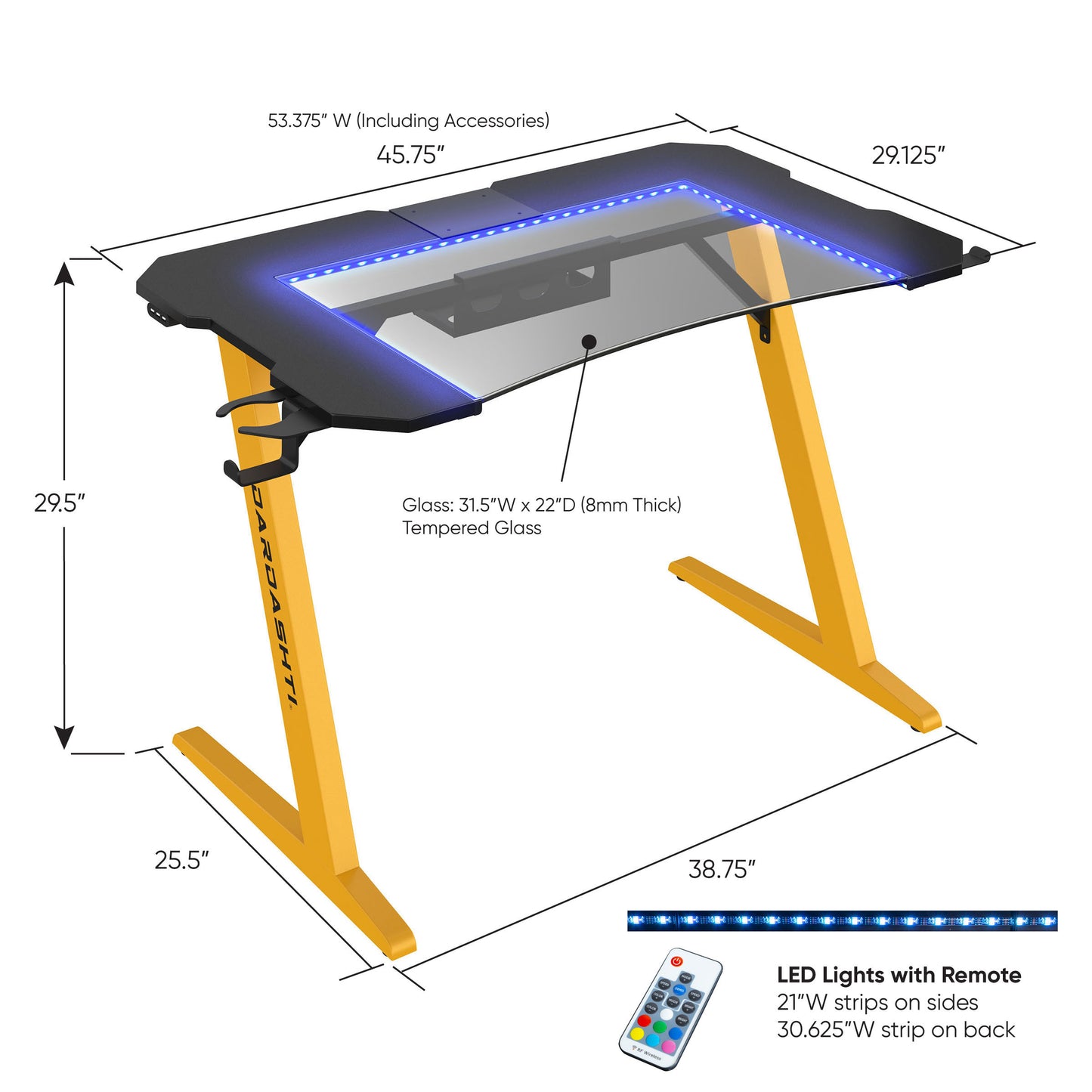 Dardashti Yellow Gaming Desk - Enhance Your Gaming Experience