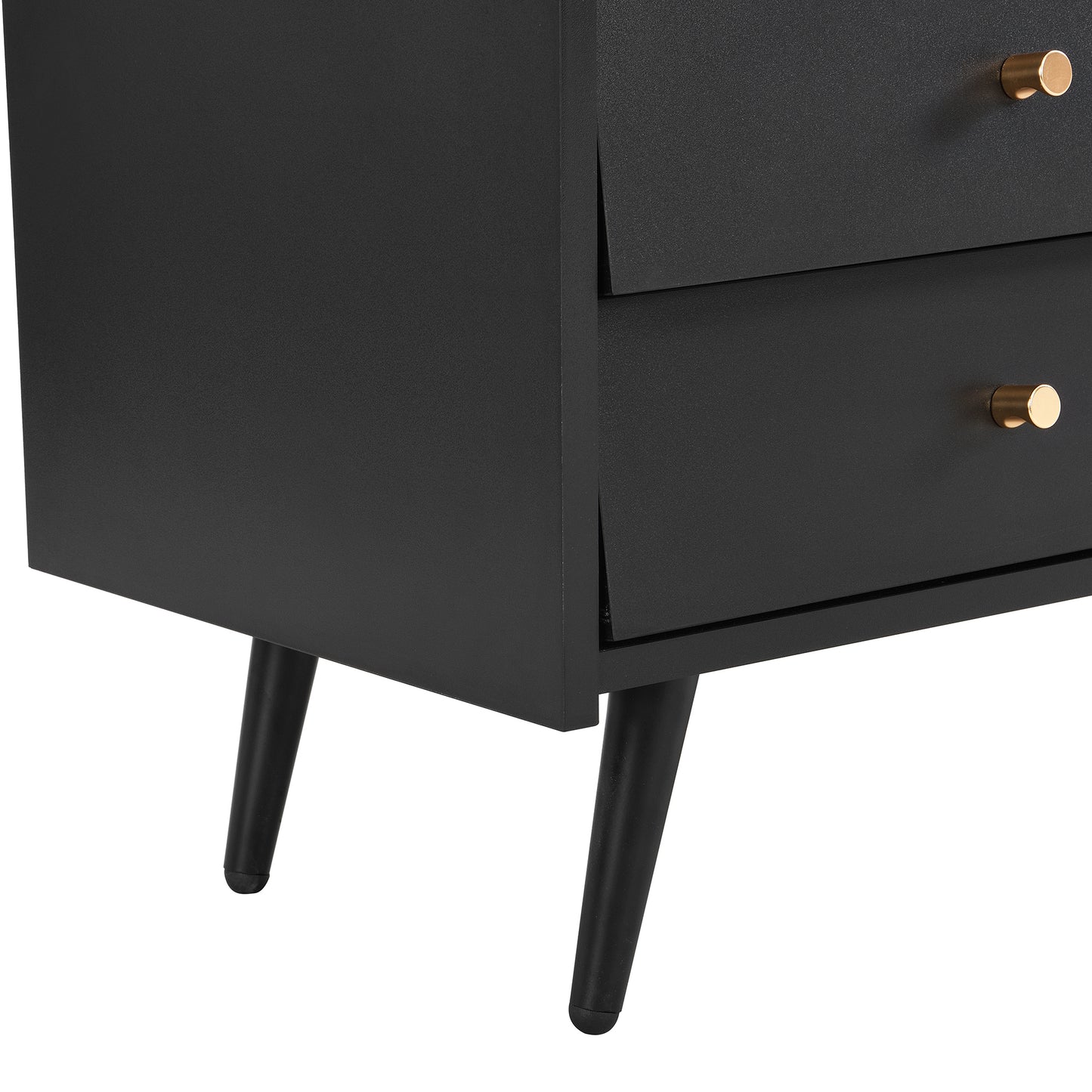 Contemporary Black TV Stand with Elegant Golden Accents