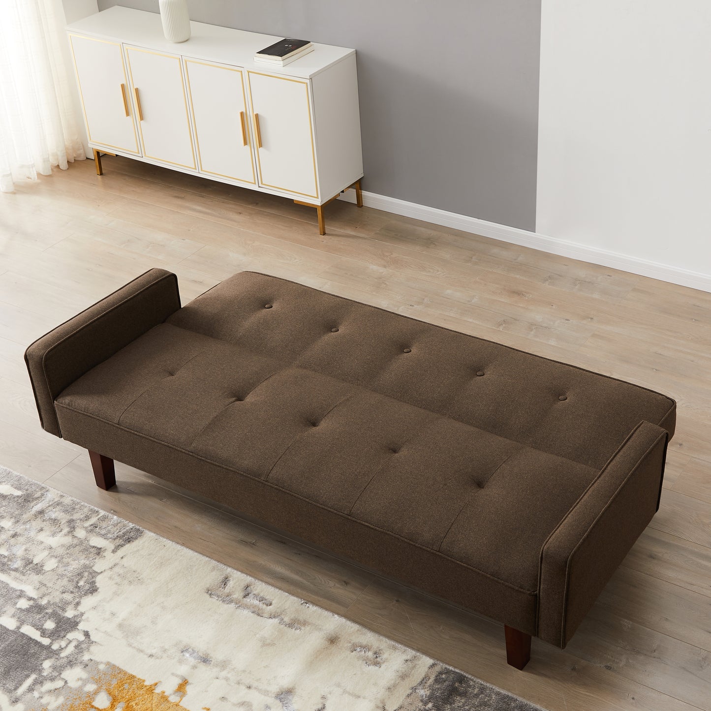 Brown Linen Sofa Bed for Small Spaces