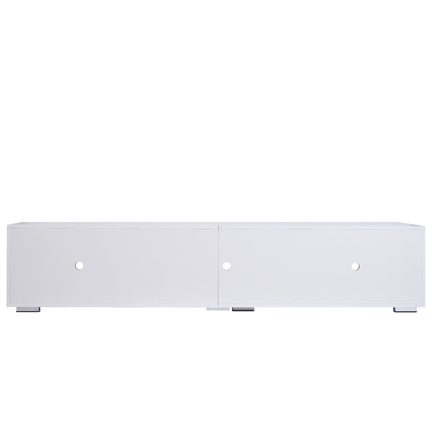 Sleek LED TV Console with Storage and Glass Shelves for Modern Living Rooms