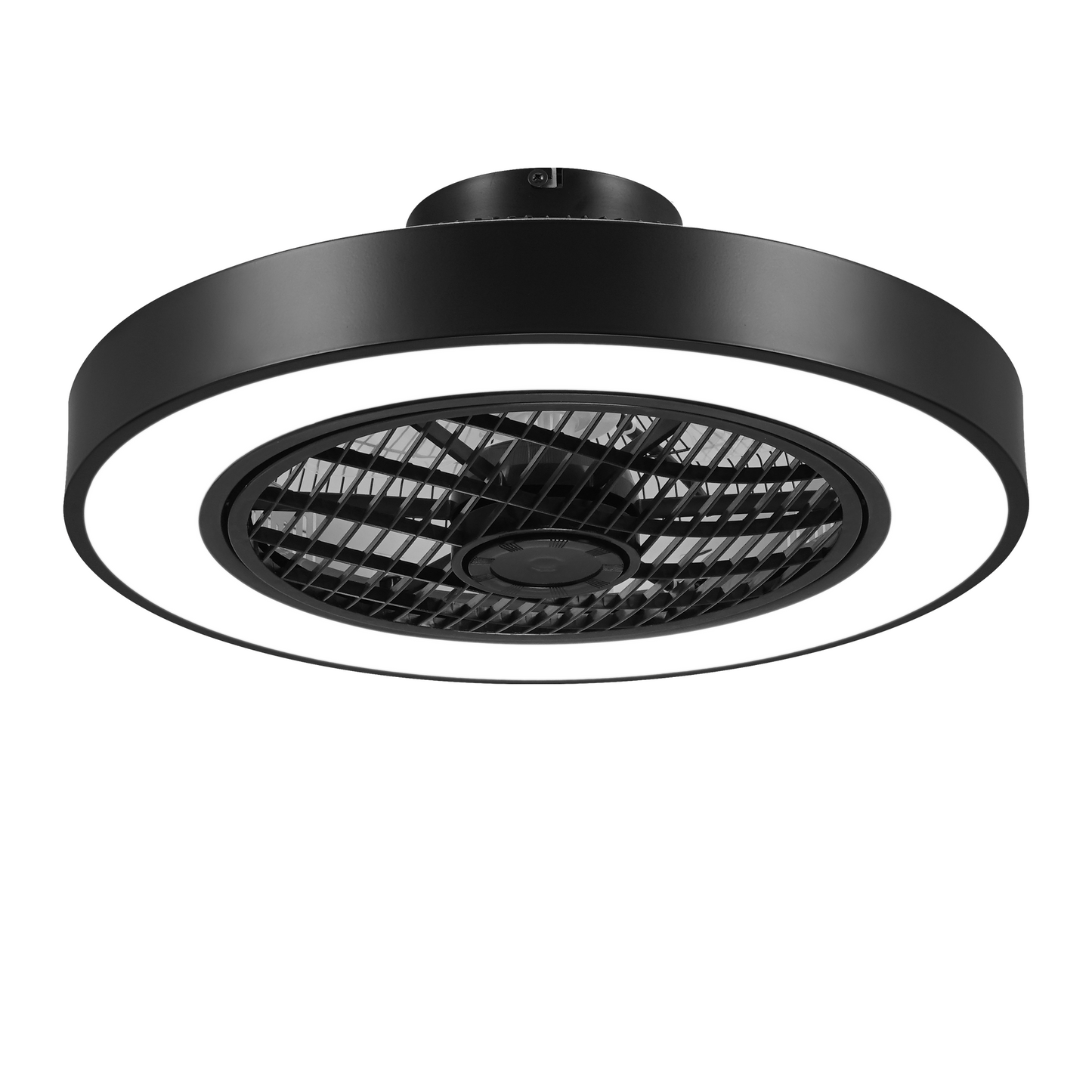 20-inch Modern Enclosed Bladeless Ceiling Fan With Lights (Black)