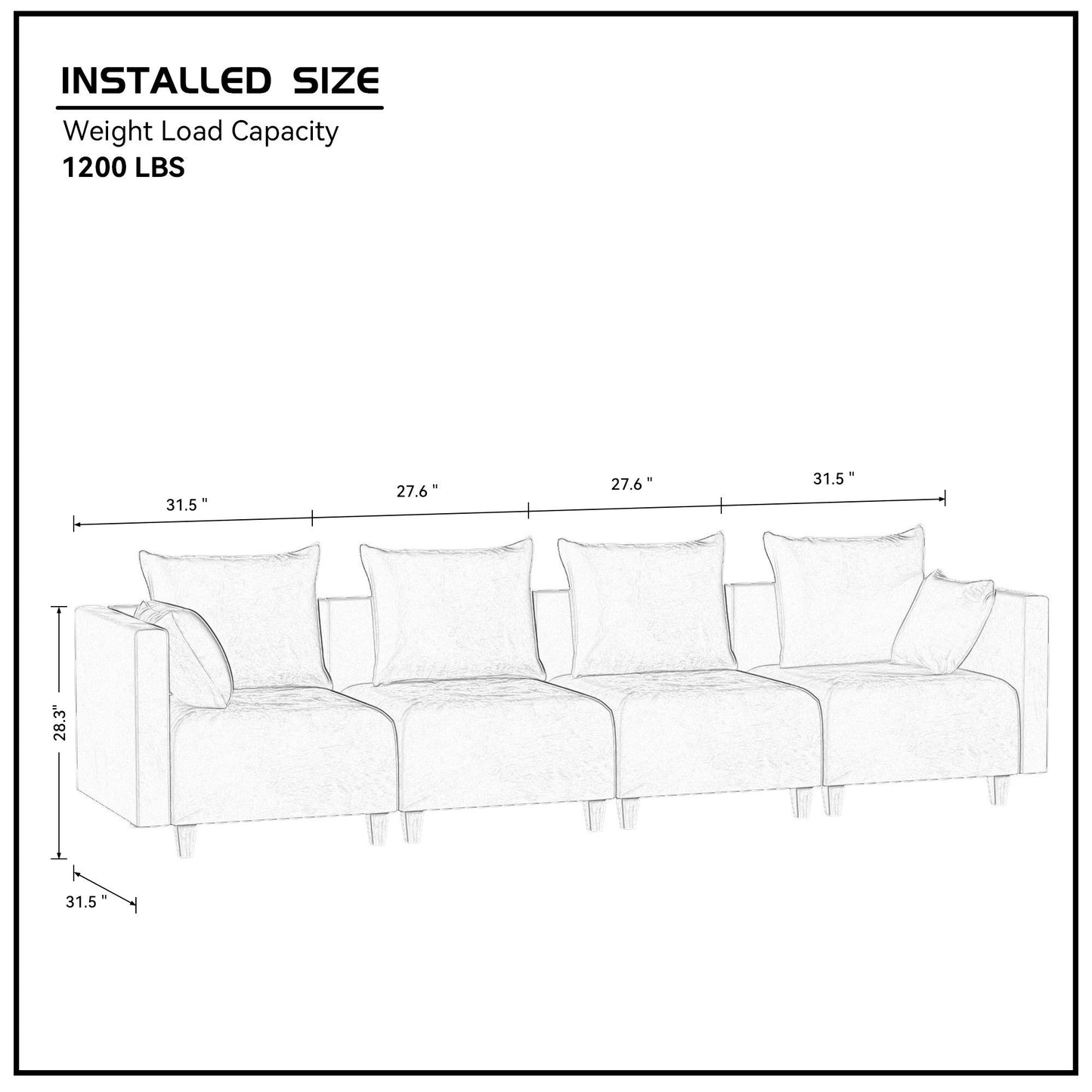 Sectional Sofa modular Couch L Shape with  Pillows for Living Room Camel