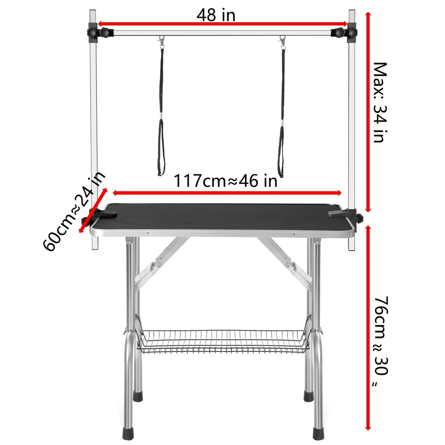 Professional Dog Pet Grooming Table Large Adjustable Heavy Duty Portable w/Arm & Noose & Mesh Tray