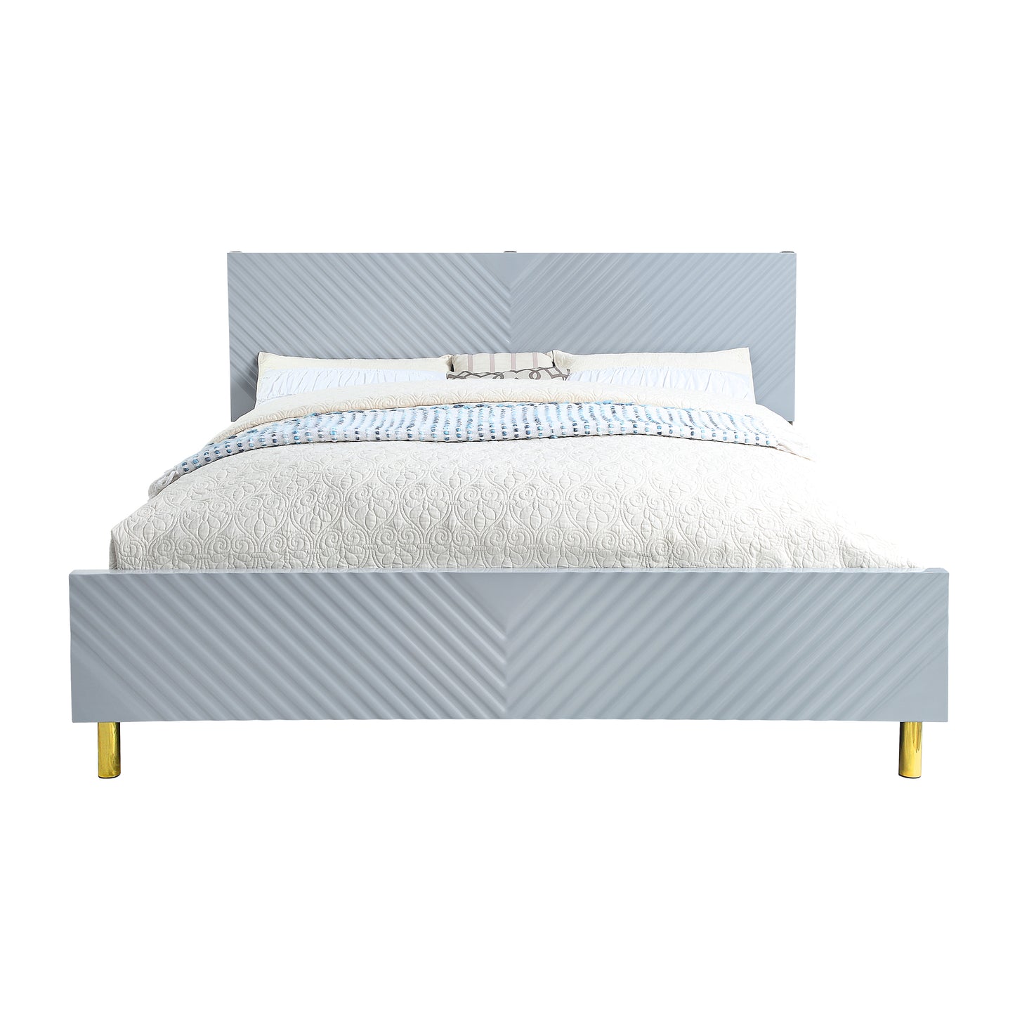 Gaines Queen Bed, Gray High Gloss Finish BD01040Q