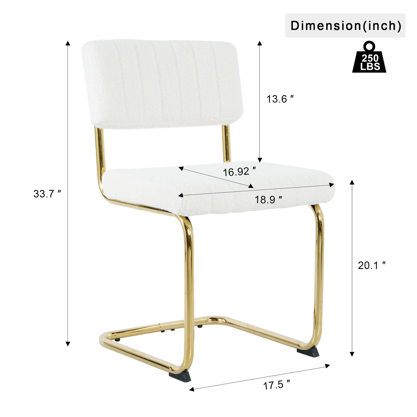 Modern simple light luxury dining White chair home bedroom stool back dressing chair student desk chair gold metal legs(set of 4)